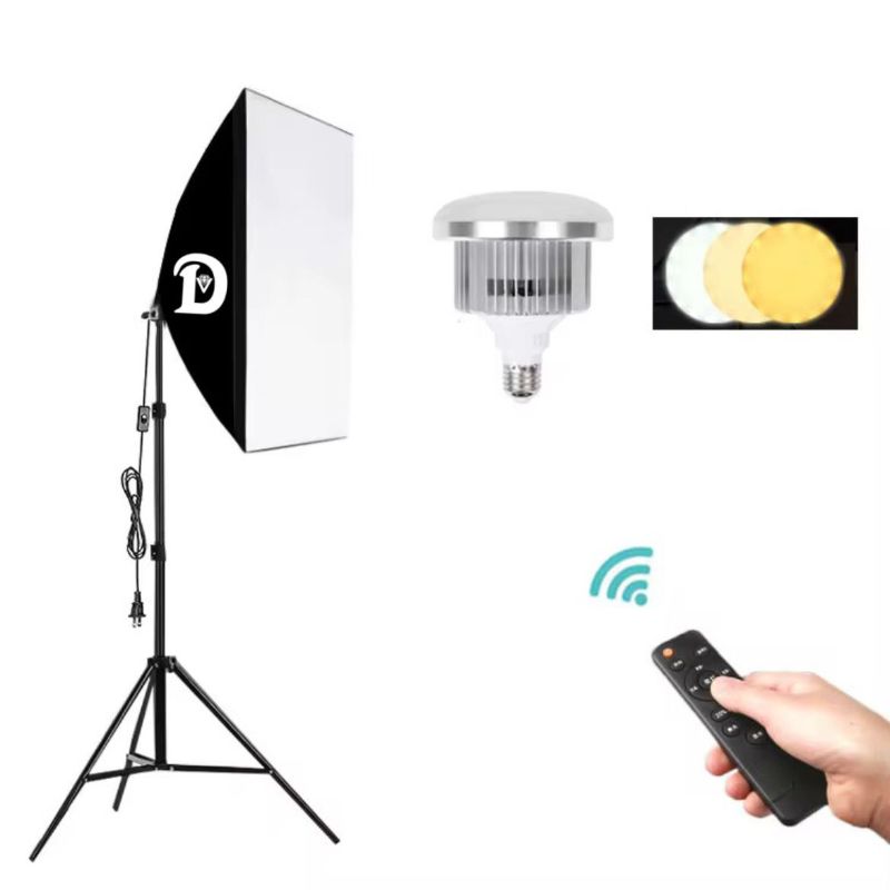 كيت تک شاخه ويديو لامپ video lamp kit with softbox with tripod